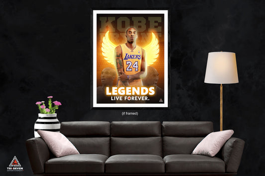 Kobe Bryant Poster Legends Live Forever Wall Art Print (18"x24")