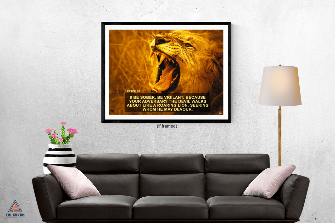 1 Peter 5:8 Poster Be Vigilant Bible Verse Quote Wall Art (24"x18")