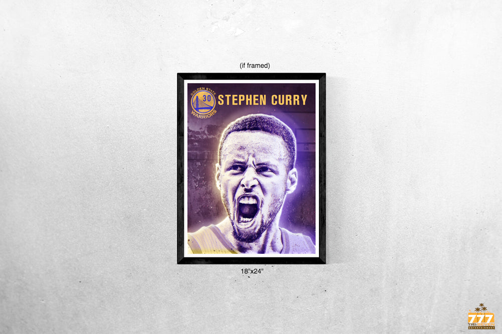 Stephen Curry Poster Golden State Warriors Basketball Art Print (18"x24")