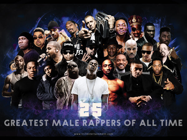 25 Greatest Male Rappers of All Time Poster (24"x18")