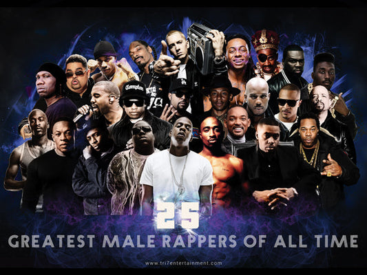 25 Greatest Male Rappers of All Time Poster (24"x18")