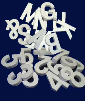 Economy Foam Letters 1" thick, unpainted for signs & concrete casting (ebay)
