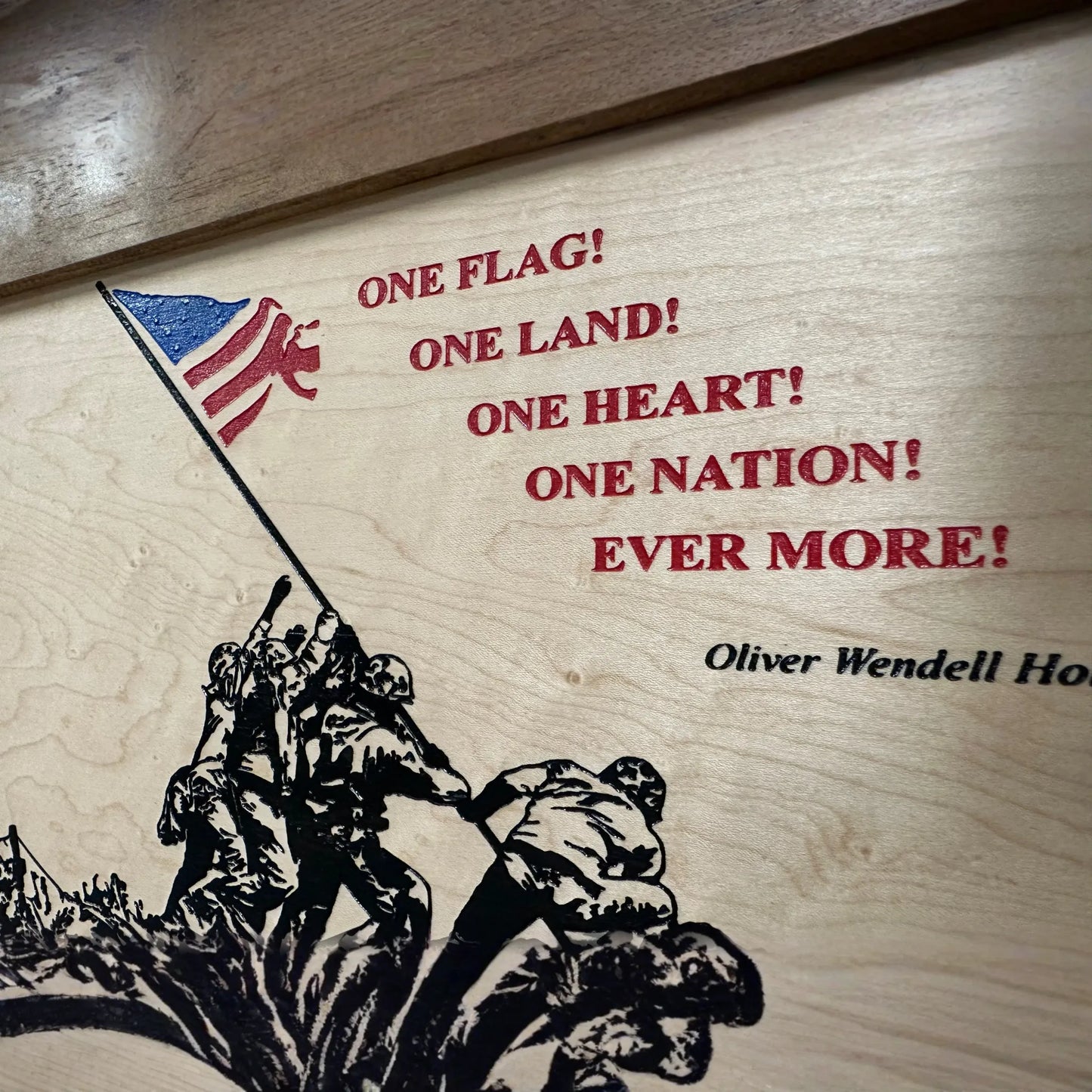 Iwo Jima Flag Raising Decorative Wall-Mounted Secure Gun Cabinet