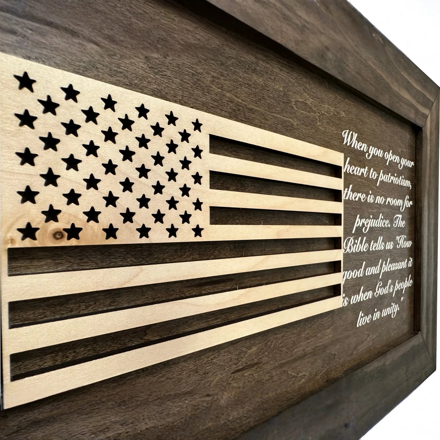 American Flag & Patriotism Decorative & Secure Wall-Mounted Gun Cabinet (Jacobean)