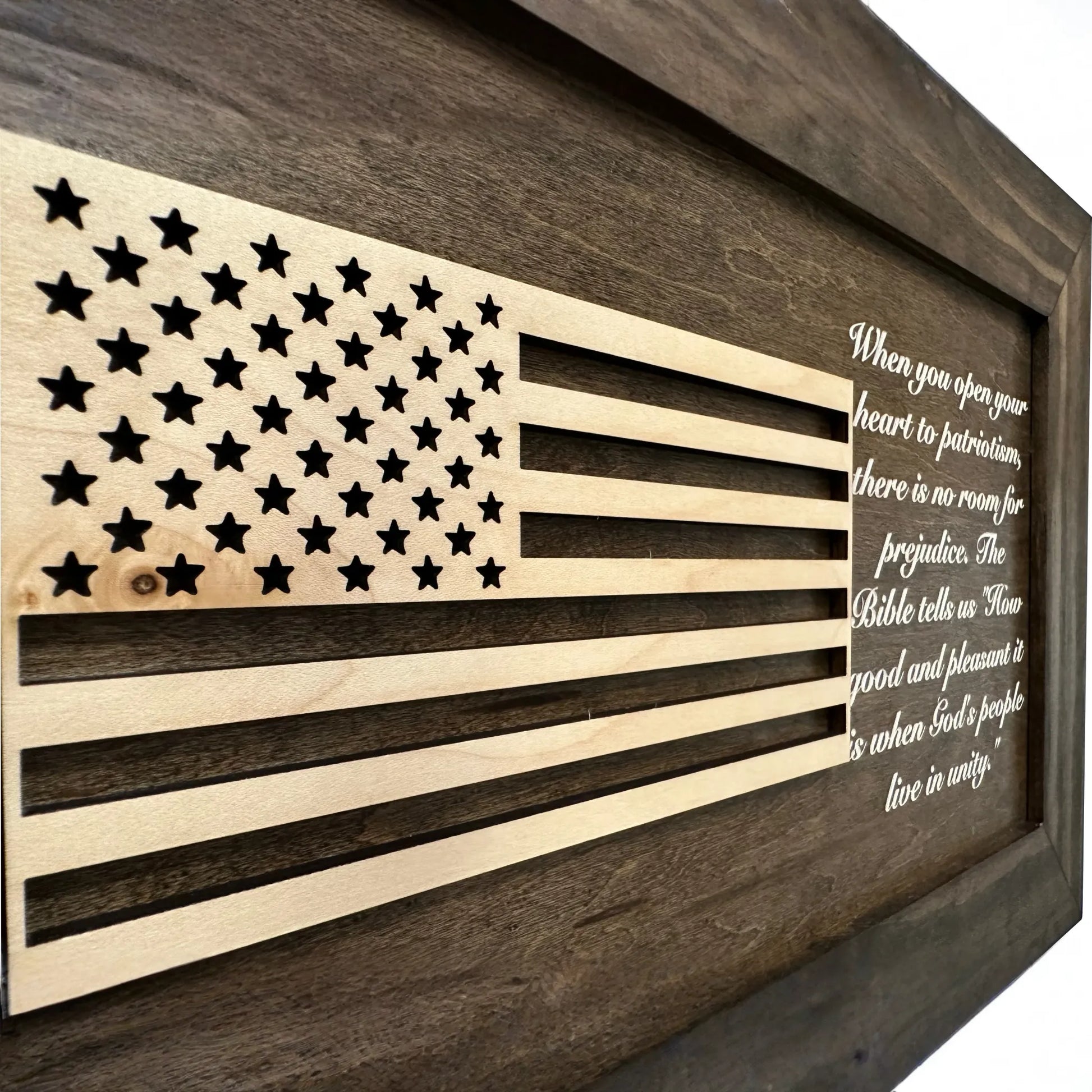 American Flag & Patriotism Decorative & Secure Wall-Mounted Gun Cabinet (Jacobean)
