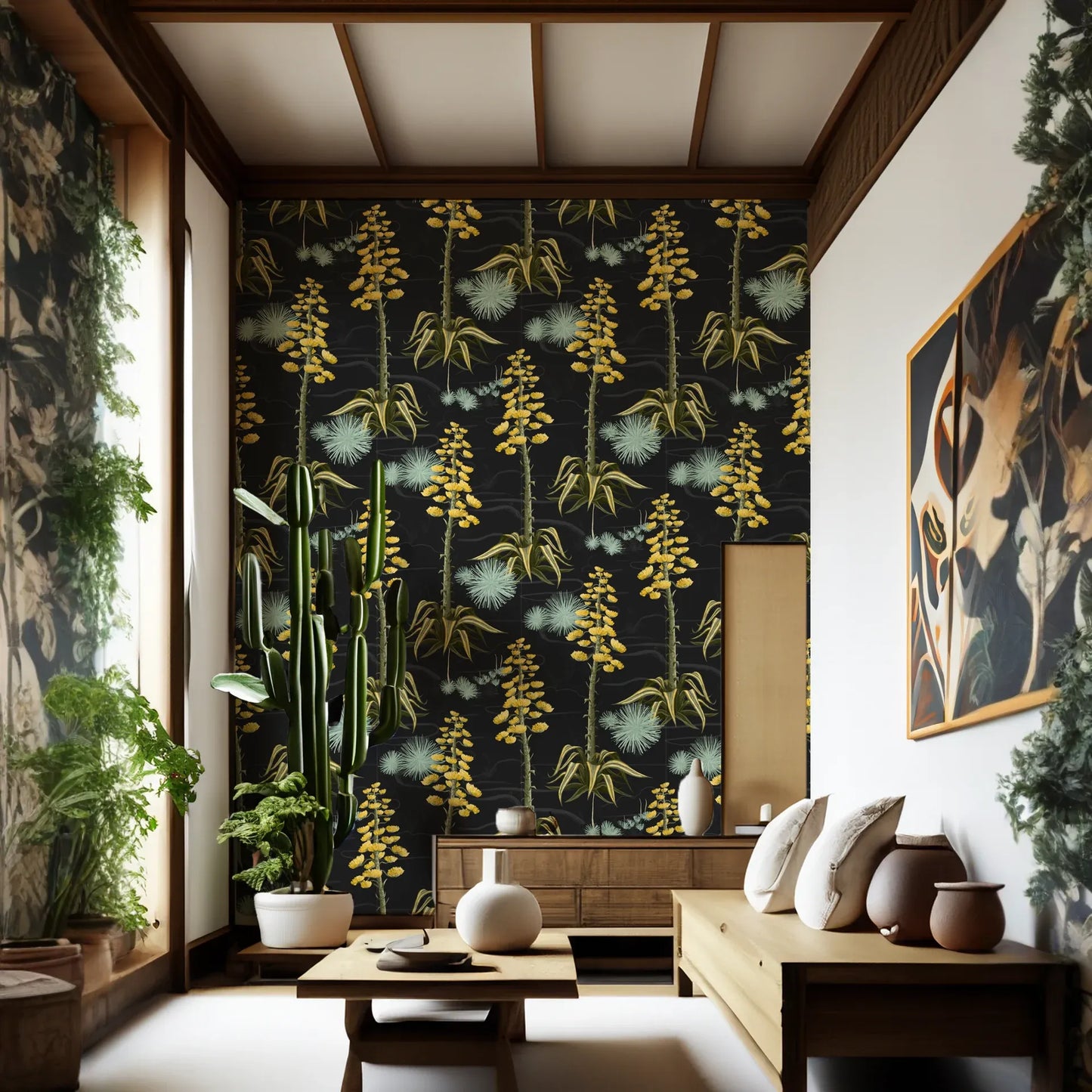 Agave Valley Wallpaper, black