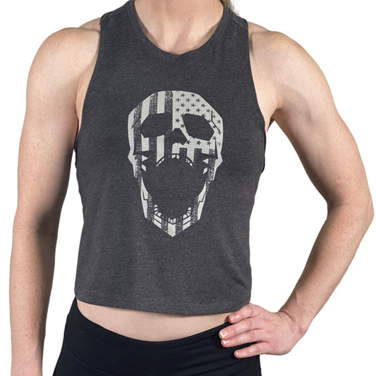 WOMEN'S DEATH GRIPS FLAG CROP TANK - JerkFit - Little Red General Store