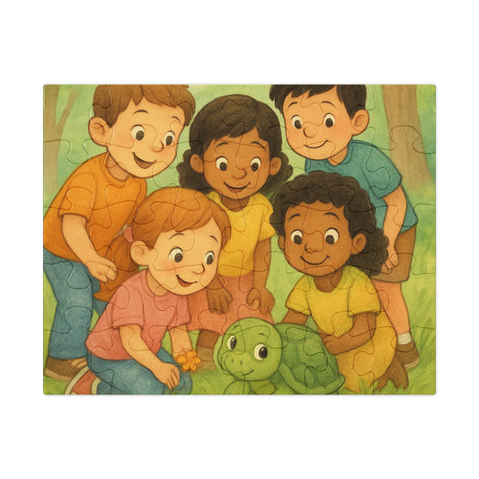 Toby The Turtle Jigsaw puzzle with tin