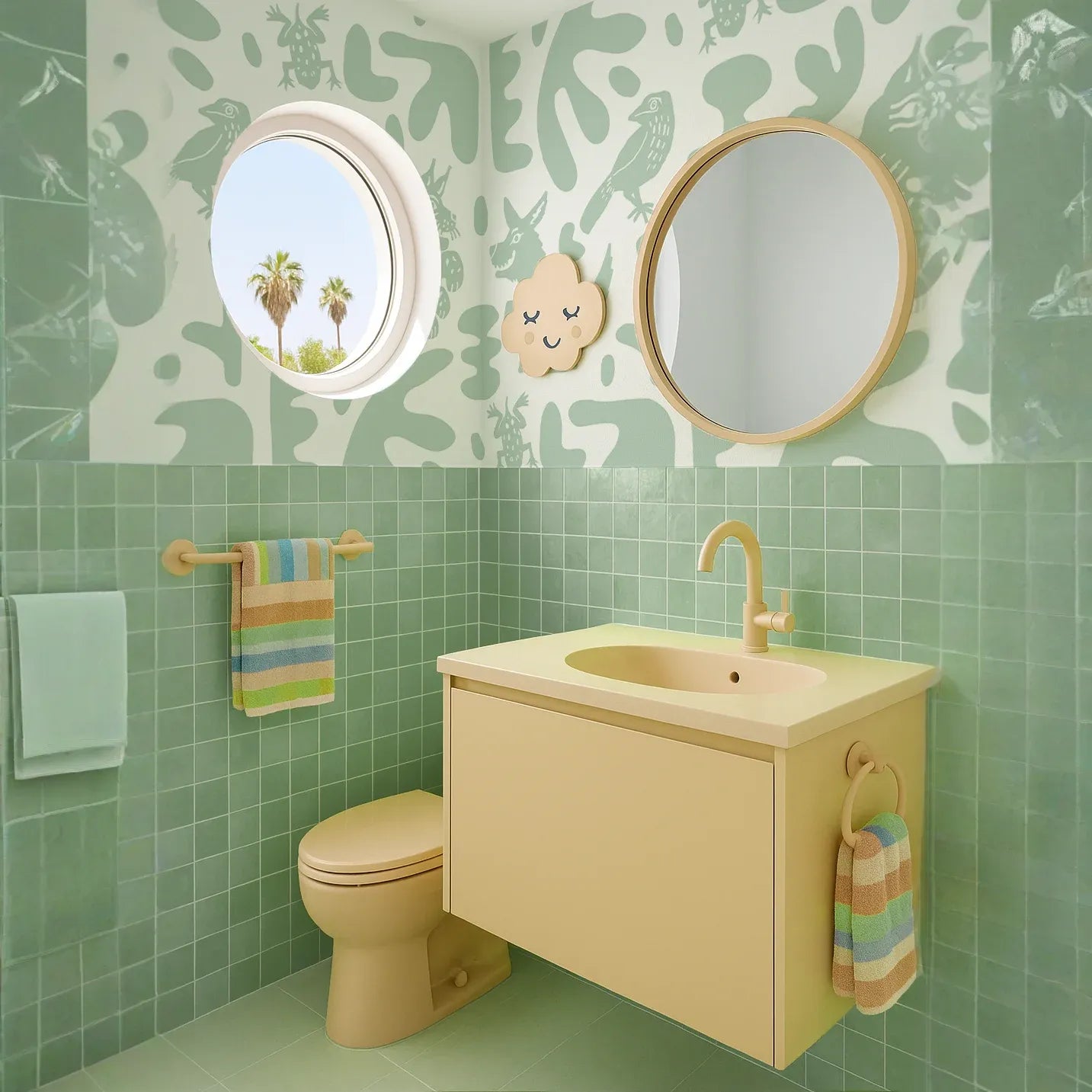 Abstract Animales Wallpaper, mint