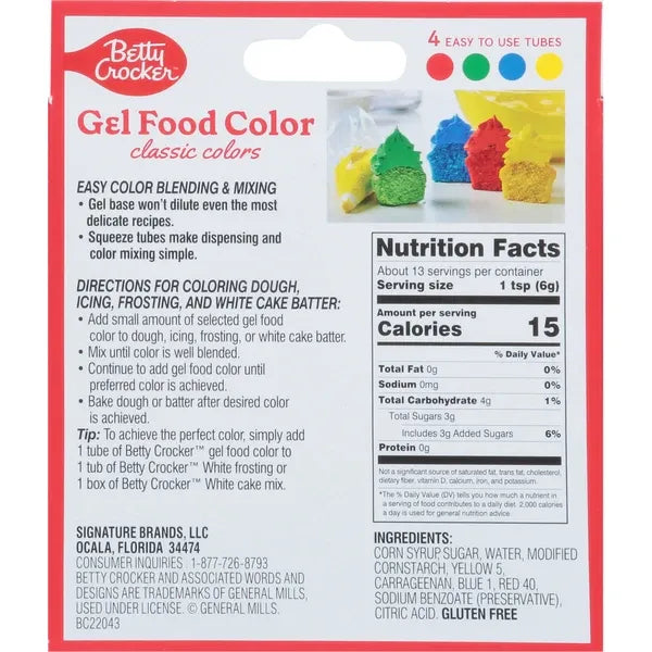 Betty Crocker Gel Food Color, Classic Colors