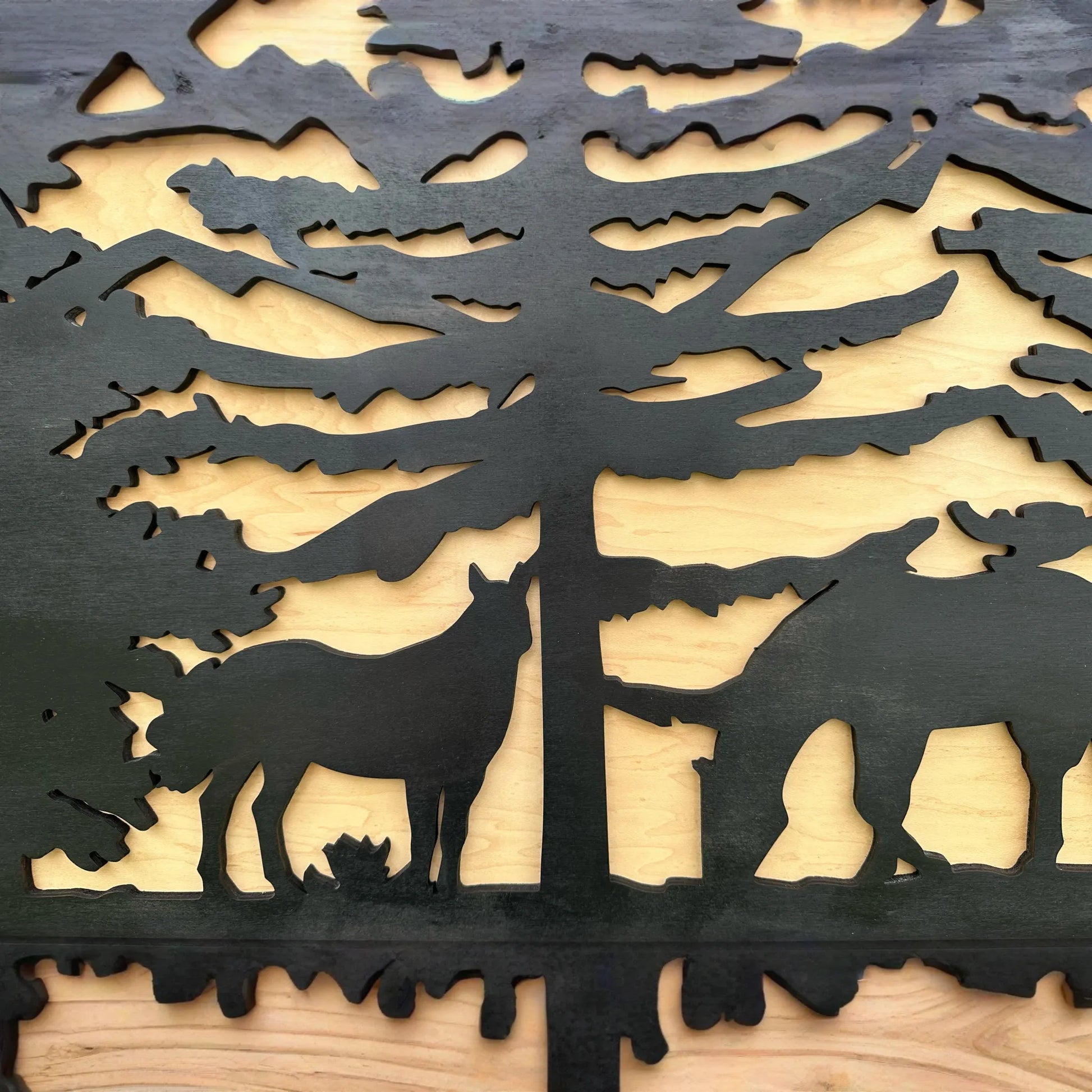 Large Hidden Gun Storage Cabinet Horse Scene Wall Decor - Two Horses Together