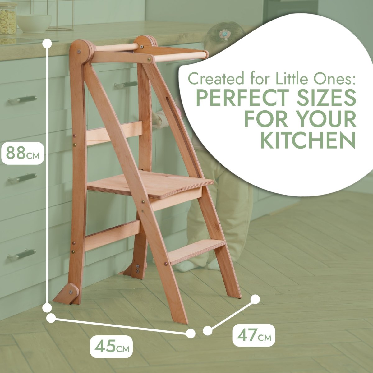 Learning Tower: Foldable Step Stool for Toddlers - Beige