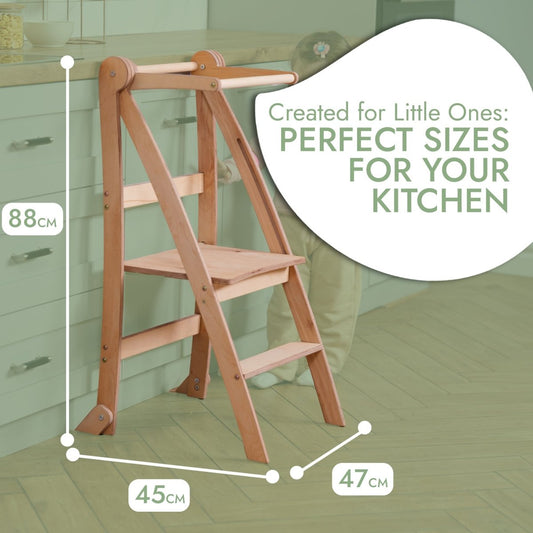 Learning Tower: Foldable Step Stool for Toddlers - Beige