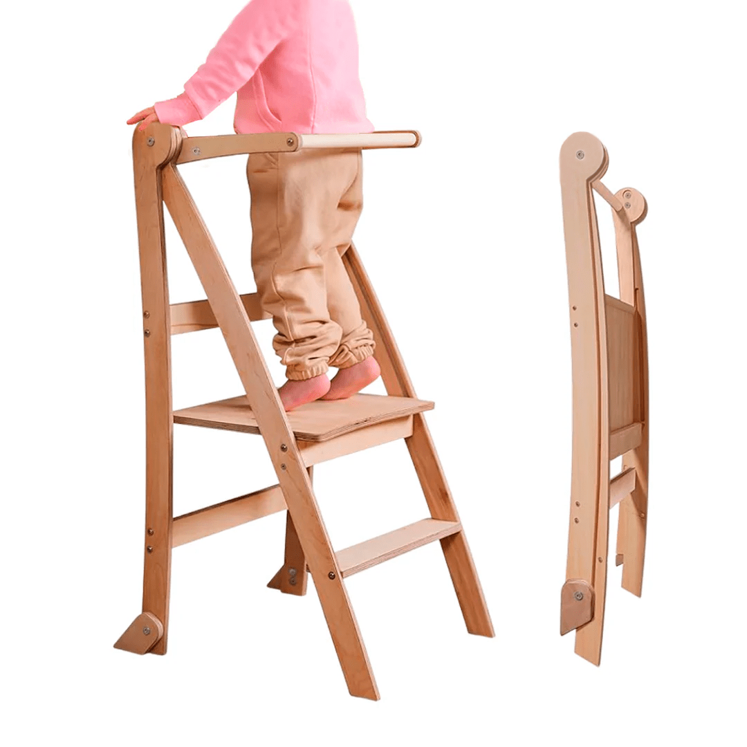 Learning Tower: Foldable Step Stool for Toddlers - Beige