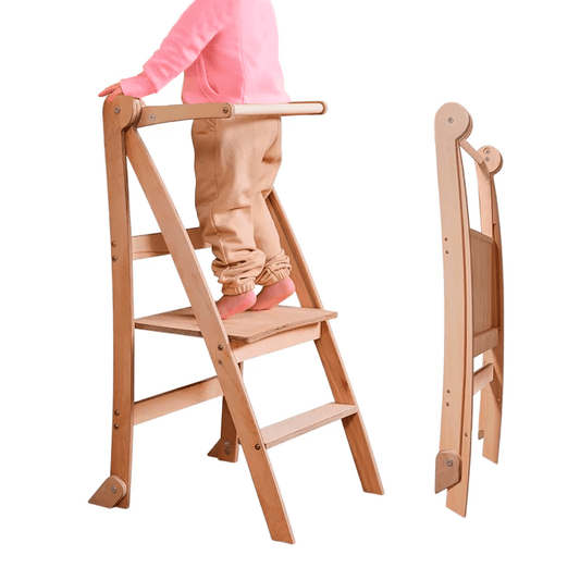 Learning Tower: Foldable Step Stool for Toddlers - Beige