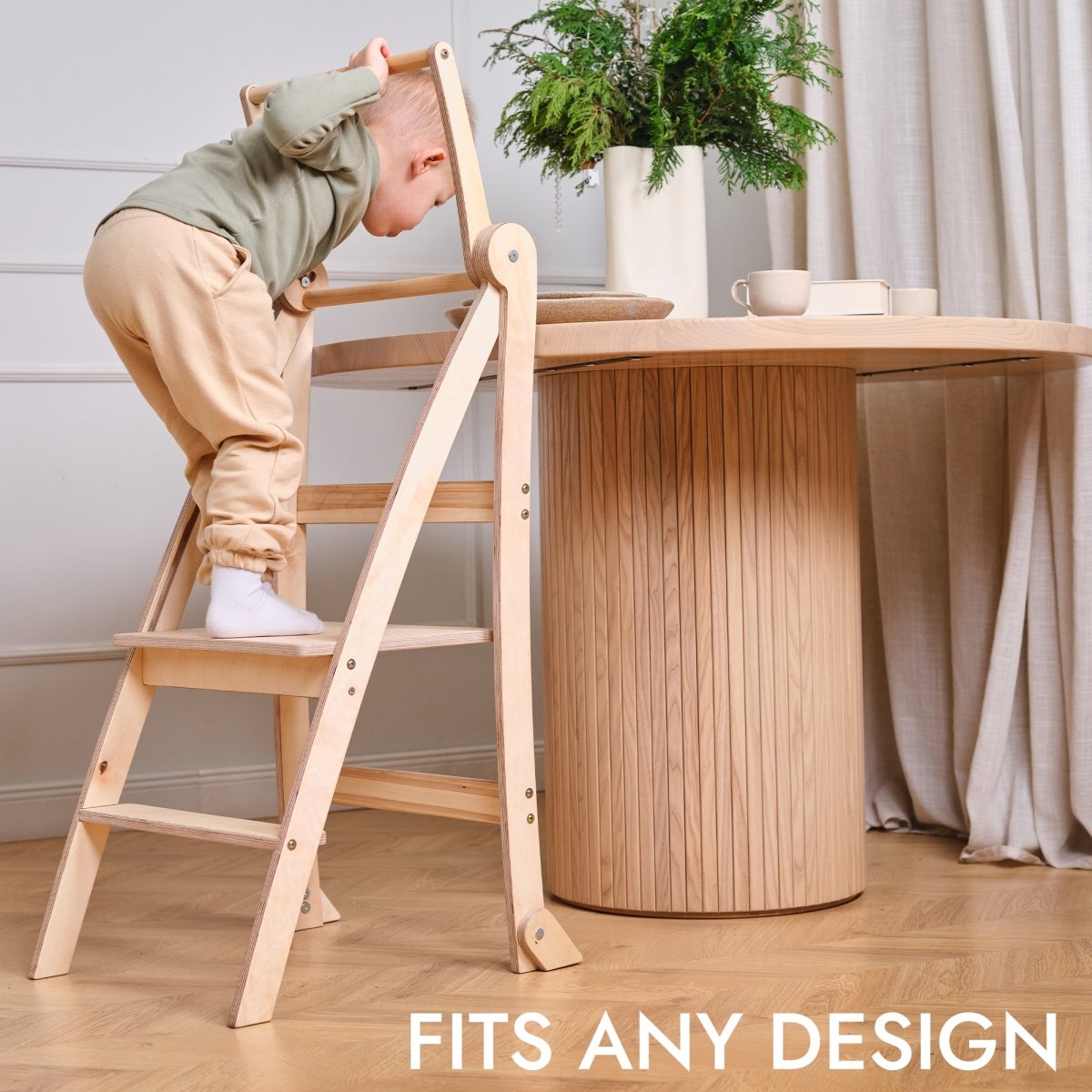 Learning Tower: Foldable Step Stool for Toddlers - Beige