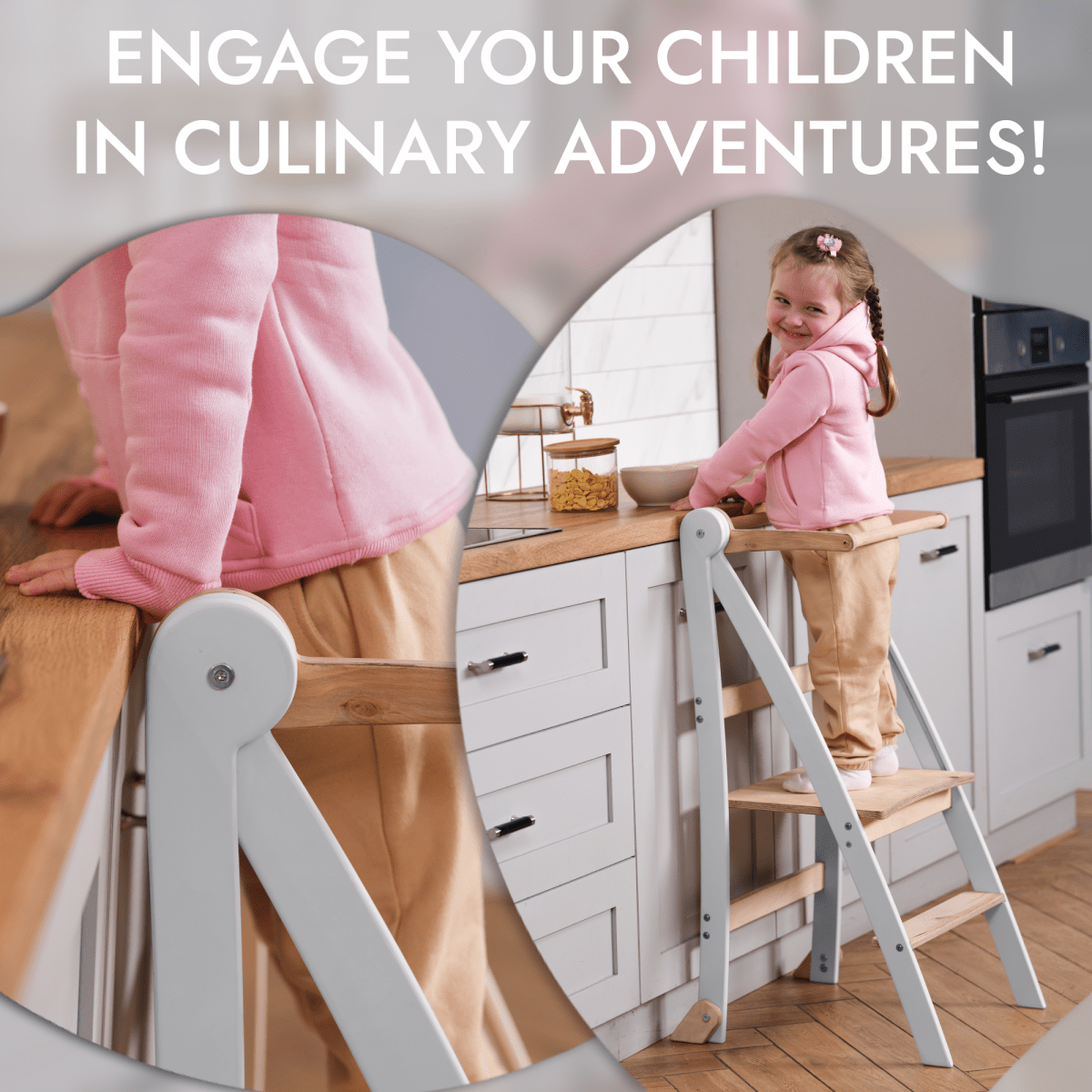 Learning Tower: Foldable Step Stool for Toddlers - Gray