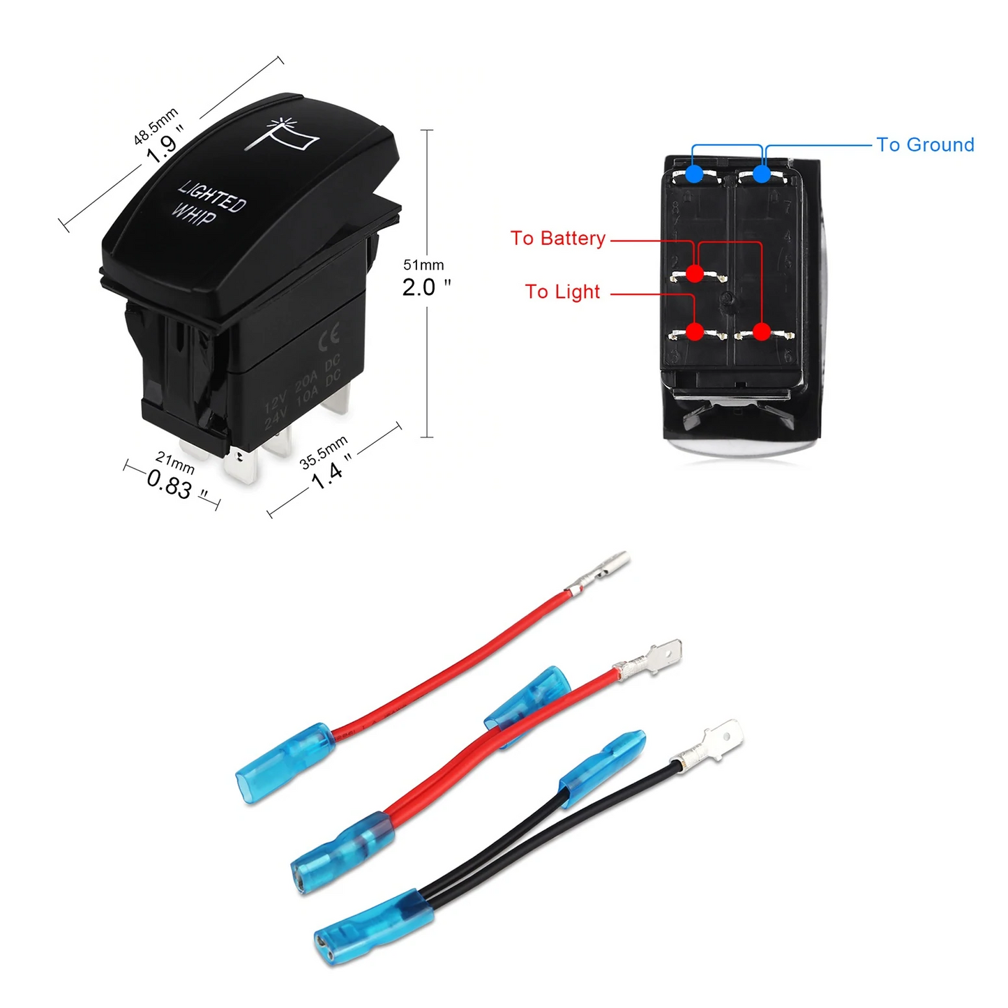 2' LED Whip Elite HD II Pair Pressure Release Mount