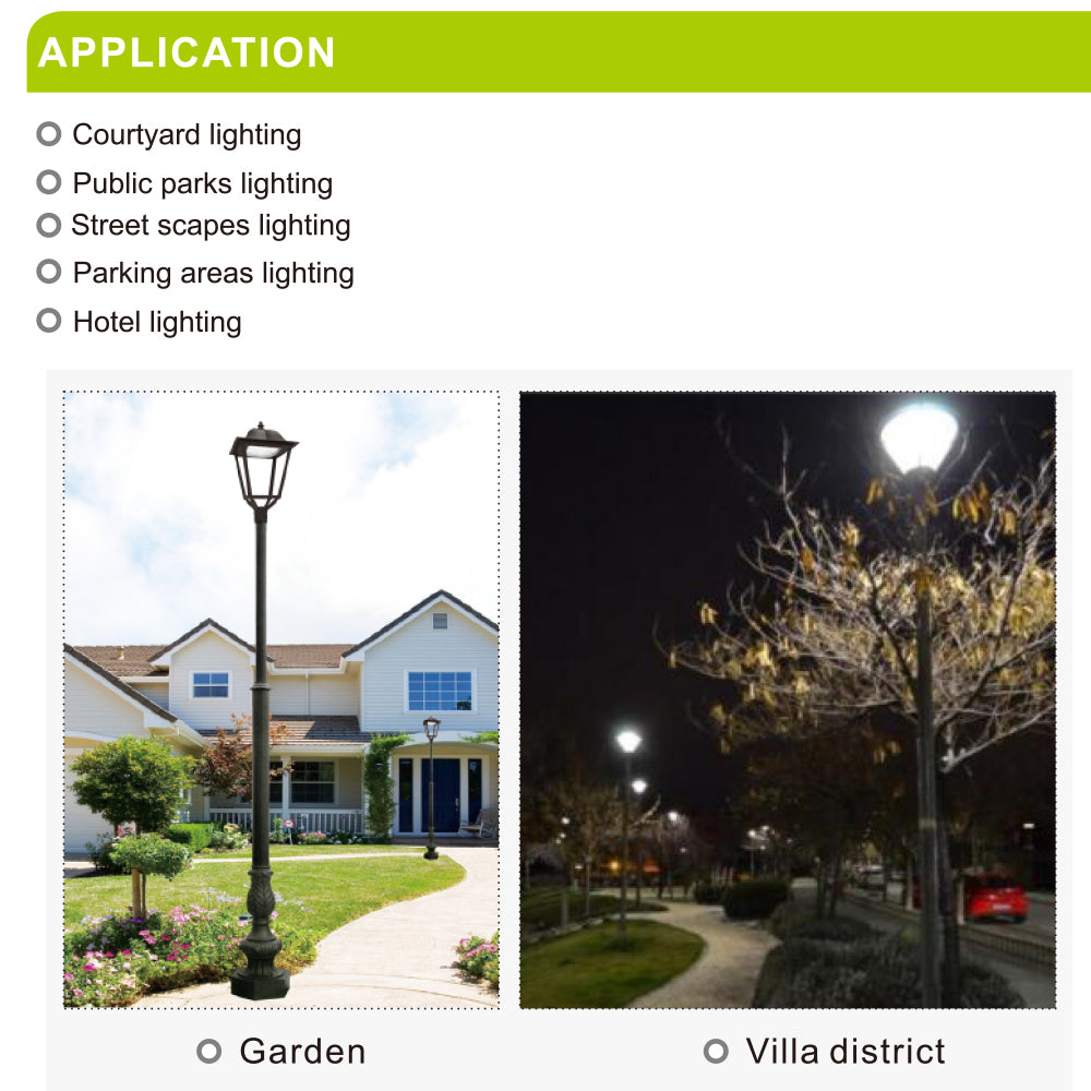 LED Lantern Post Top Pole Lights 30W/50W/75W Watt Tunable 3000K/4000K/5000K 100-277V Area Light for Garden Yard Road