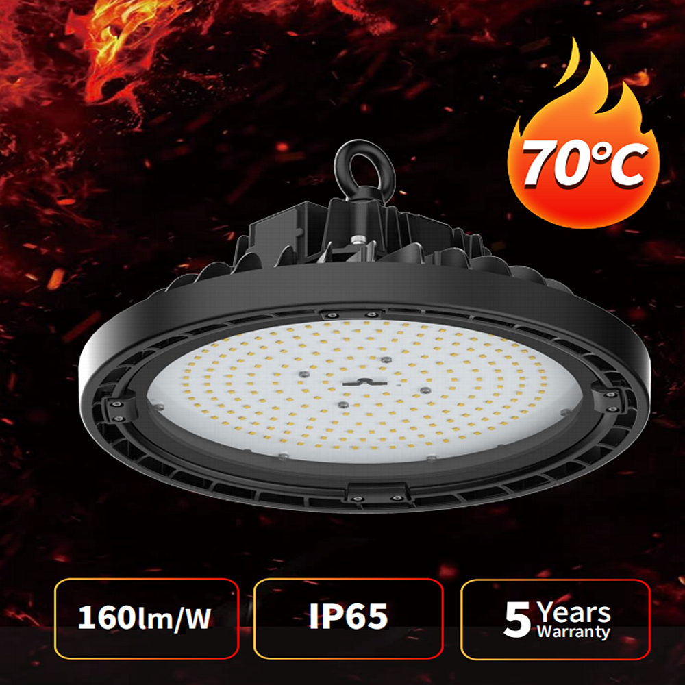 High Temperature High Bay LED Lighting 80W 130W 190W 160LM/W -40-157°F IK08 IP65 100-277V Heat Resistant LED Light Fixtures CE ROHS UL Listed