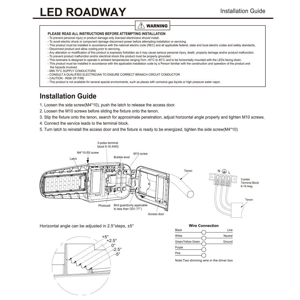 LED Roadway Light with Dusk to Dawn Photocell 70W 105W 150W 4000K 5000K 120-277V Type III LED Street Lighting