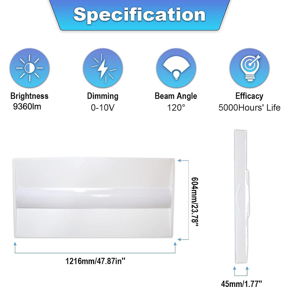 2X4 LED Troffer Center Basket Panel Light 30/40/50/60/72W Tunable 3000K/3500K/4000K/5000K/6500K 130LM/W Dimmable Ceiling Light Fixture ETL DLC Listed--4 Pack