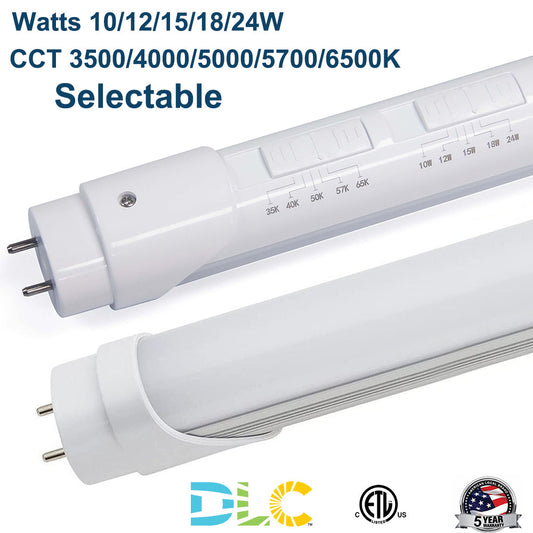 4FT 10W/12W/15W/18W/24W Watt & CCT Tunable 3500K/4000K/5000K/5700K/6500K LED T8 Hybrid Type A+B Light Tube,Plug & Play or Ballast Bypass, Single-Ended or Double-Ended ETL DLC Listed-25 Pack