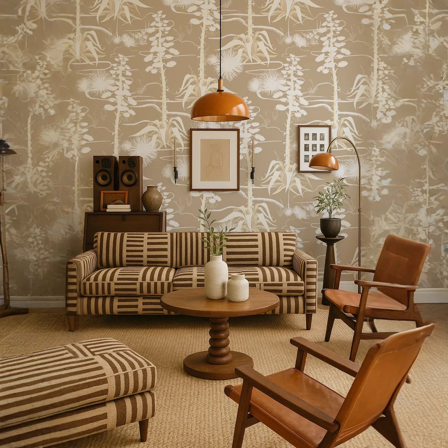 Agave Valley Wallpaper, tan and white