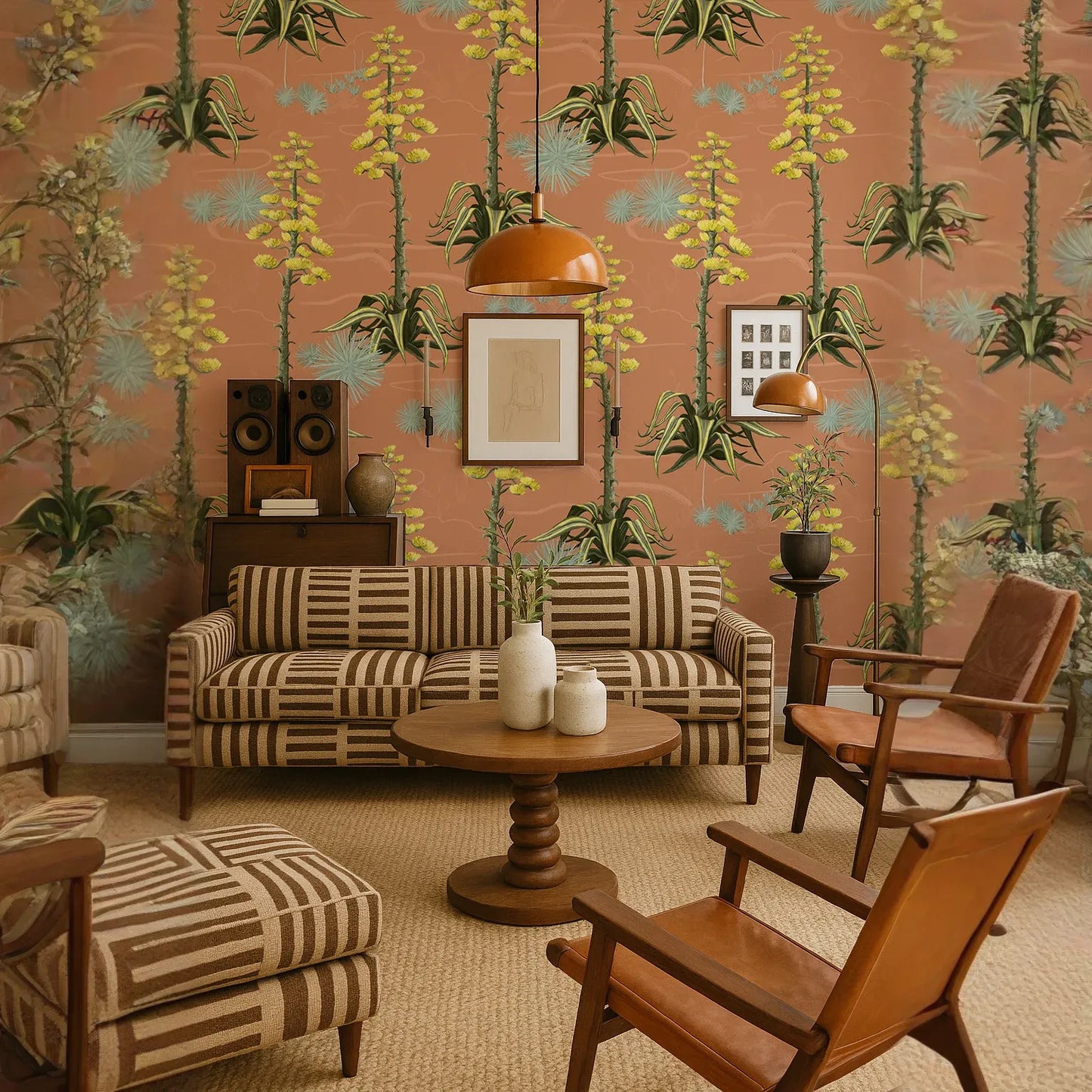 Agave Valley Wallpaper, terra cotta
