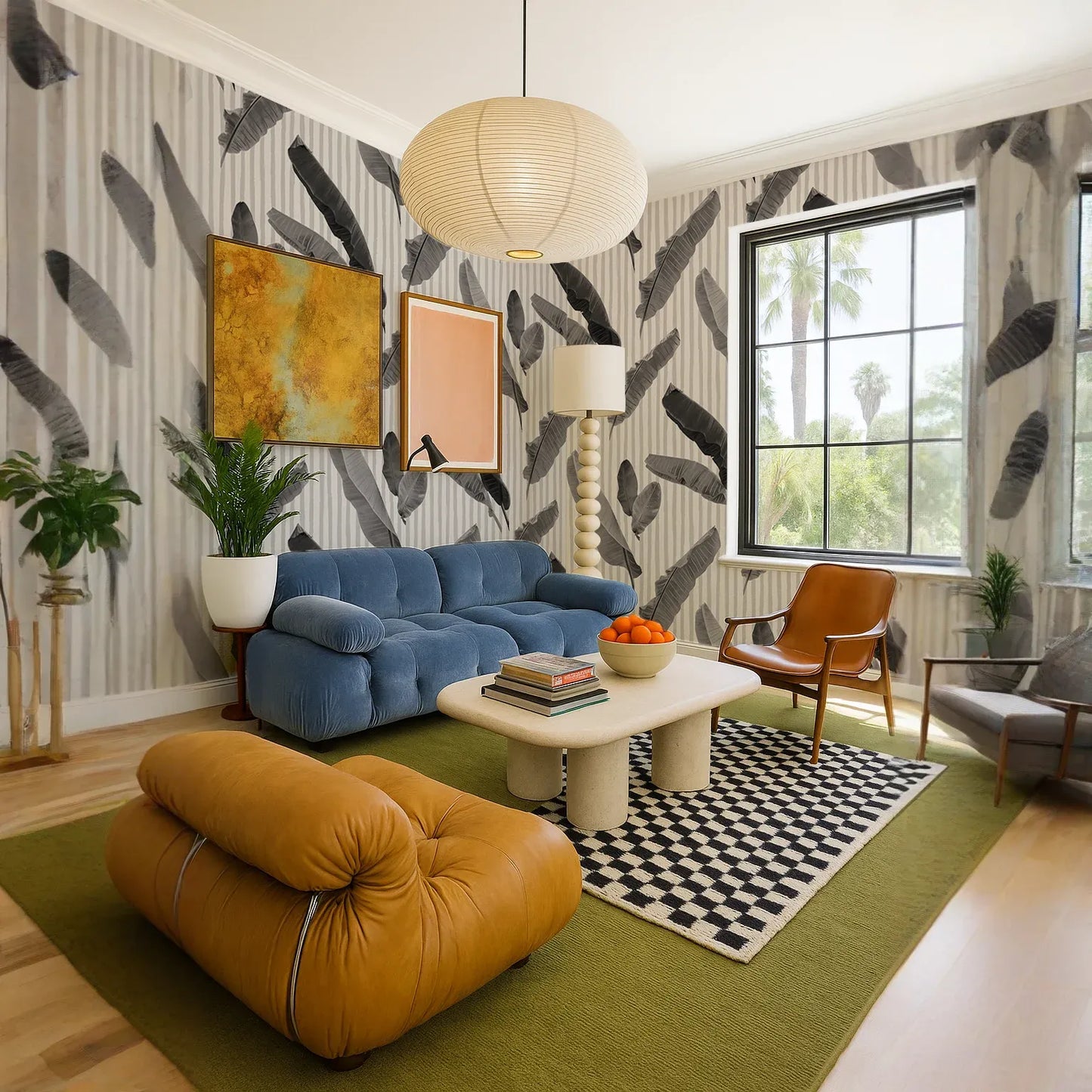 Banana Cabana Wallpaper, black and white