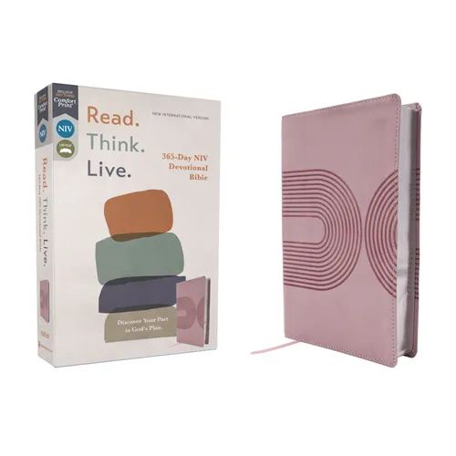 Niv, Read. Think. Live., Leathersoft, Pink, Comfort Print: 365-Day NIV Devotional Bible - Discover Your Part in God's Plan