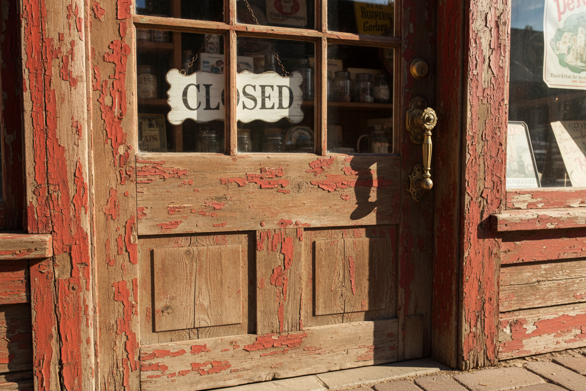 locked door to an old general store