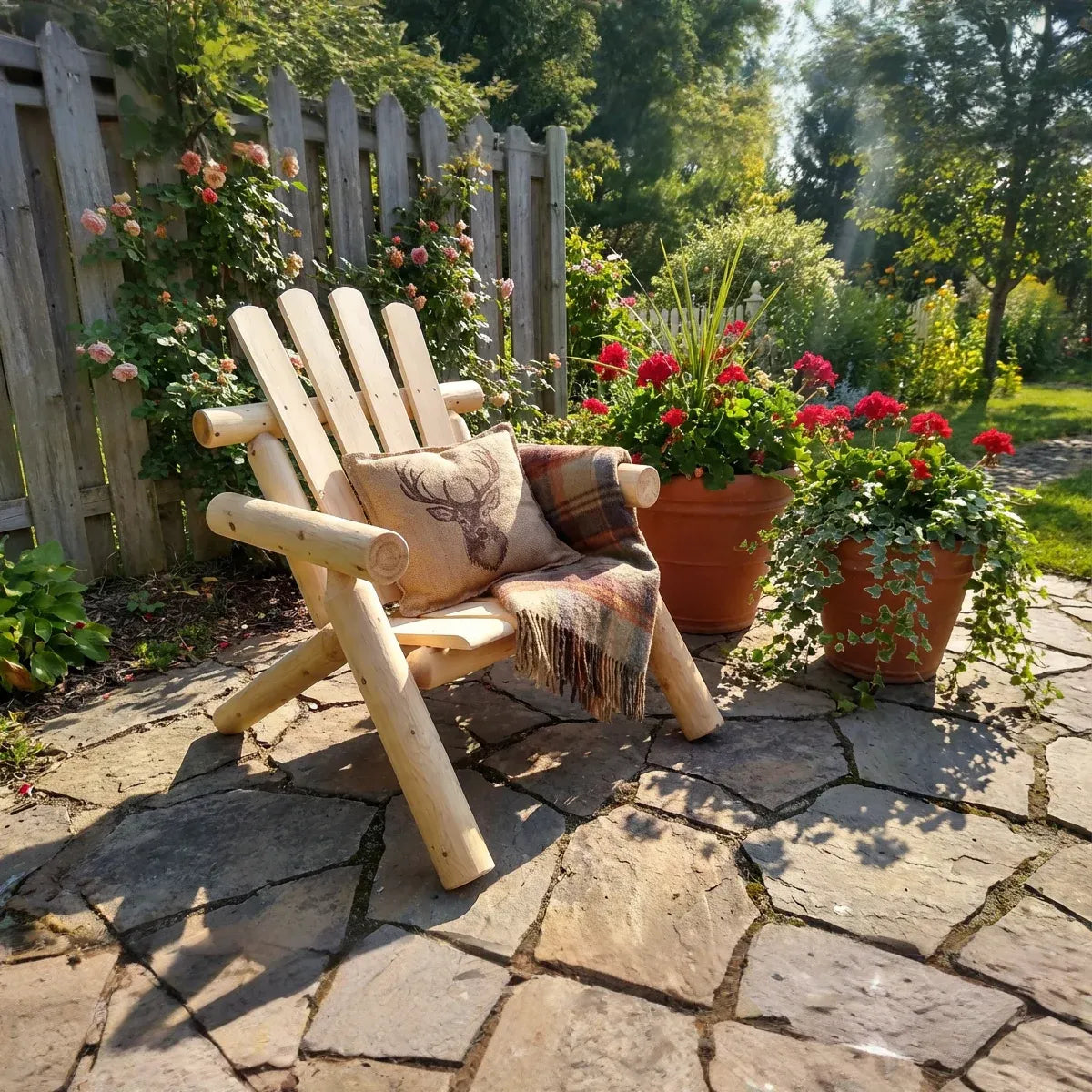 Log Wooden Deck Chair