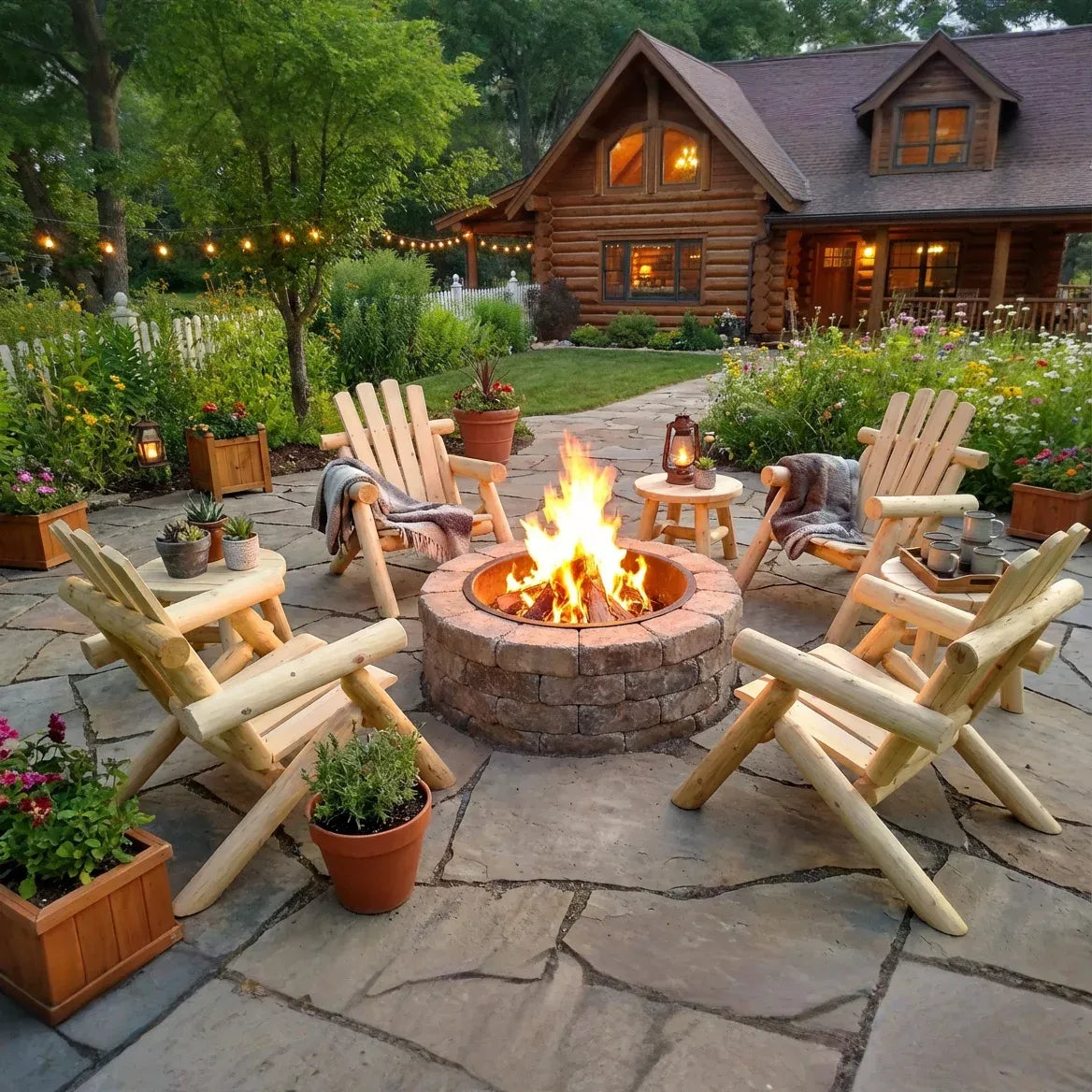 Log Wooden Deck Chair