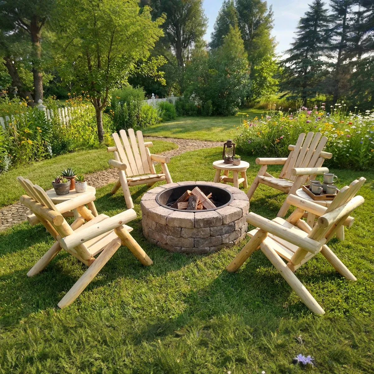 Log Wooden Deck Chair