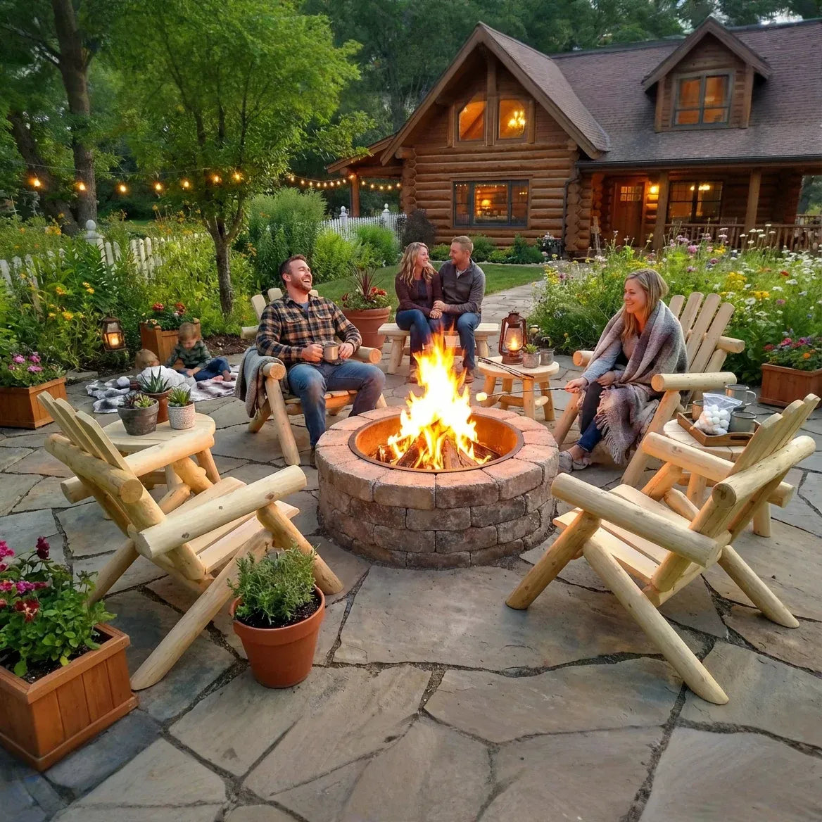 Log Wooden Deck Chair