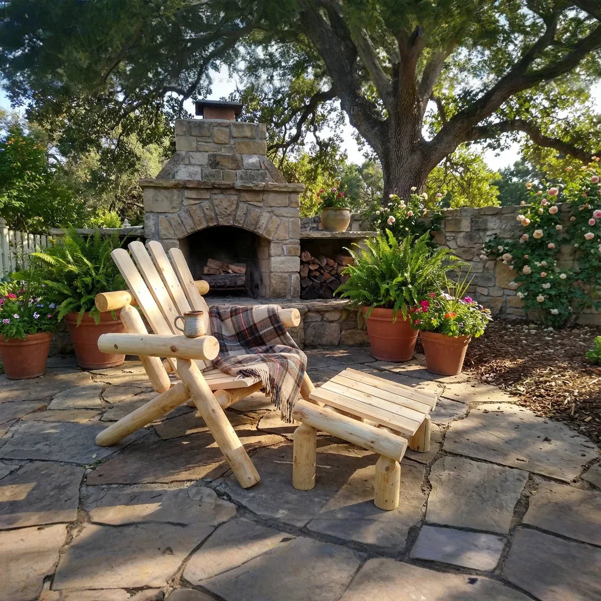 Log Wooden Deck Chair