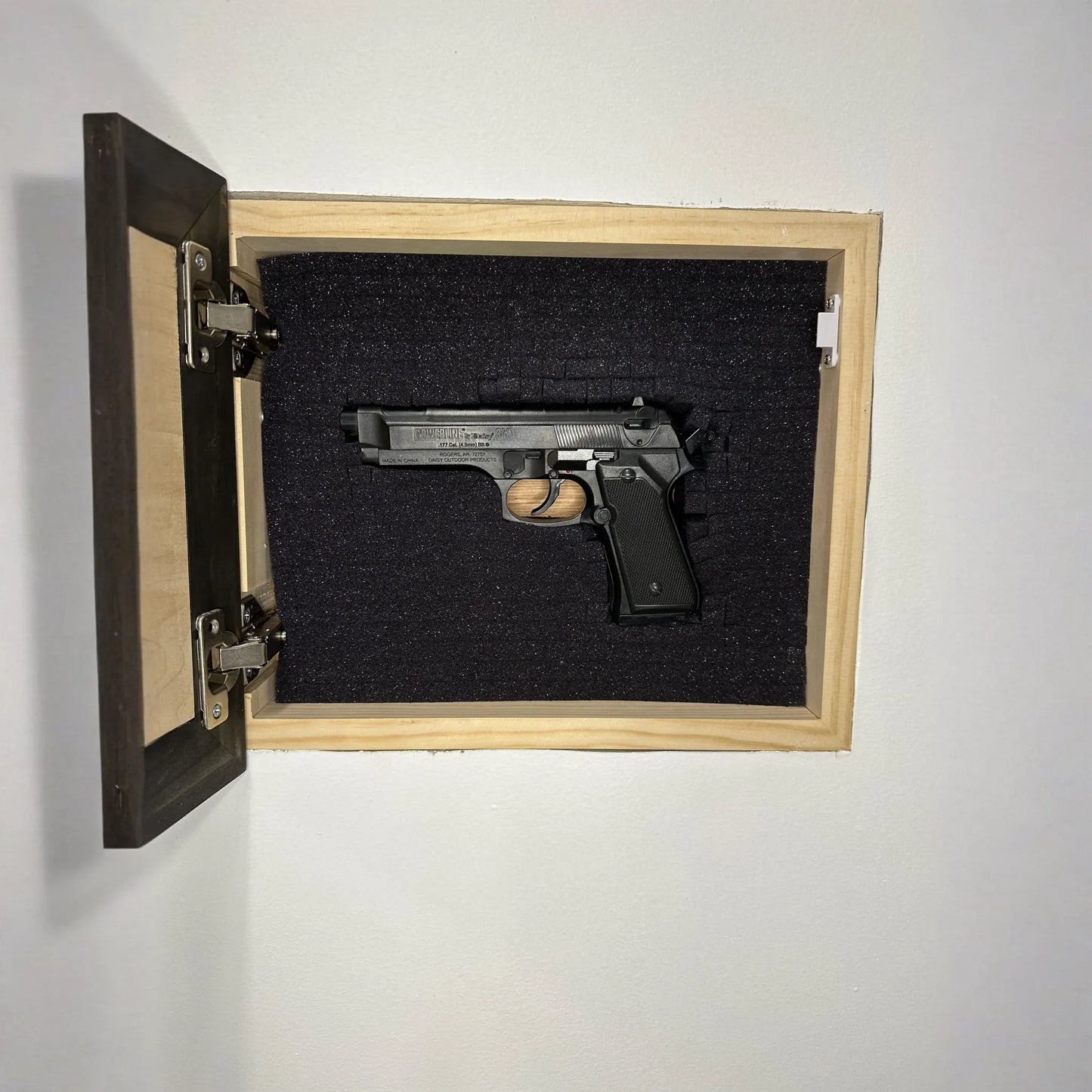 Hidden Gun Safe Recessed In Wall With Luke 11:21 Bible Verse Decoration - Recess In The Wall or Mount On The Wall by Bellewood Designs