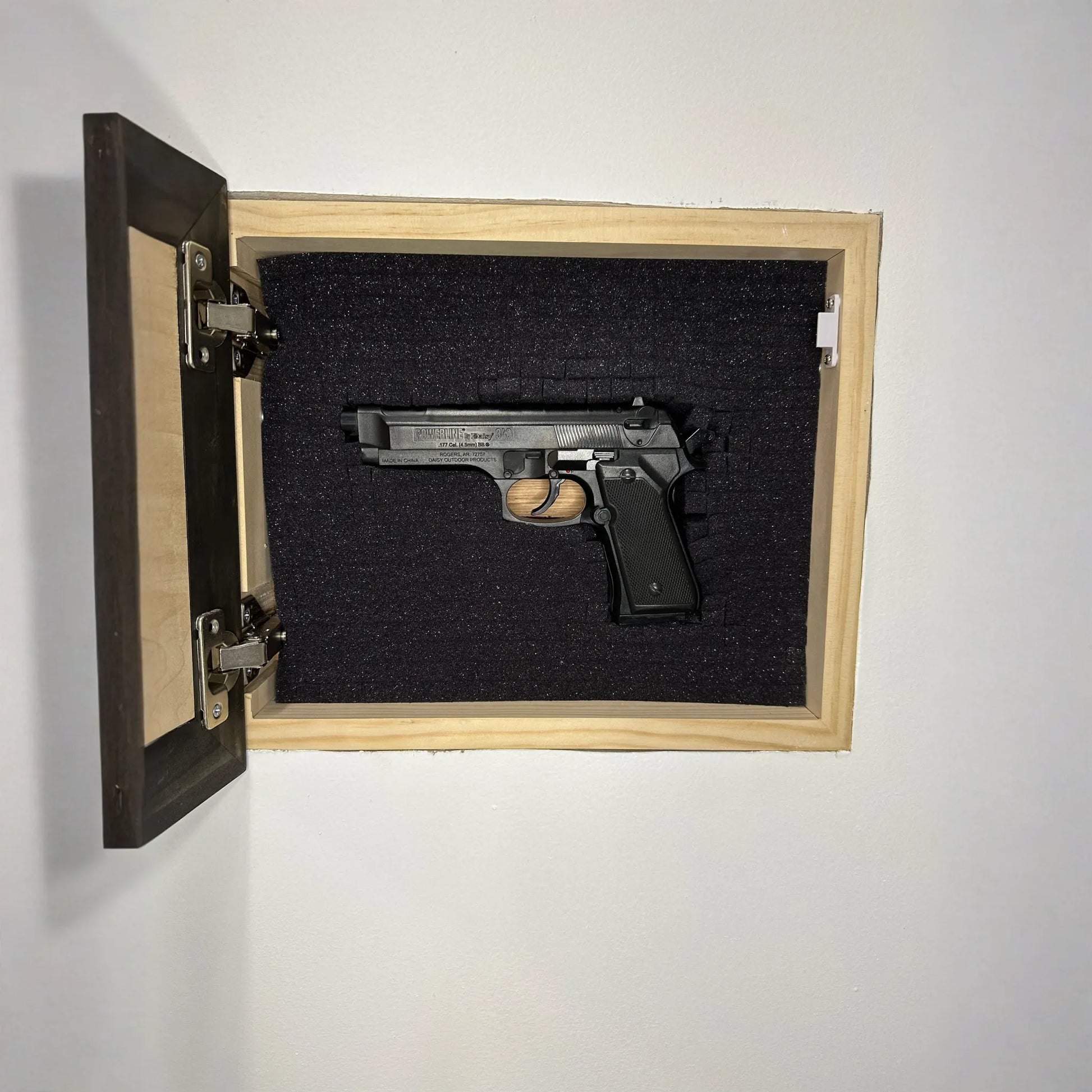 Hidden Gun Safe Recessed In Wall With Luke 11:21 Bible Verse Decoration - Recess In The Wall or Mount On The Wall by Bellewood Designs