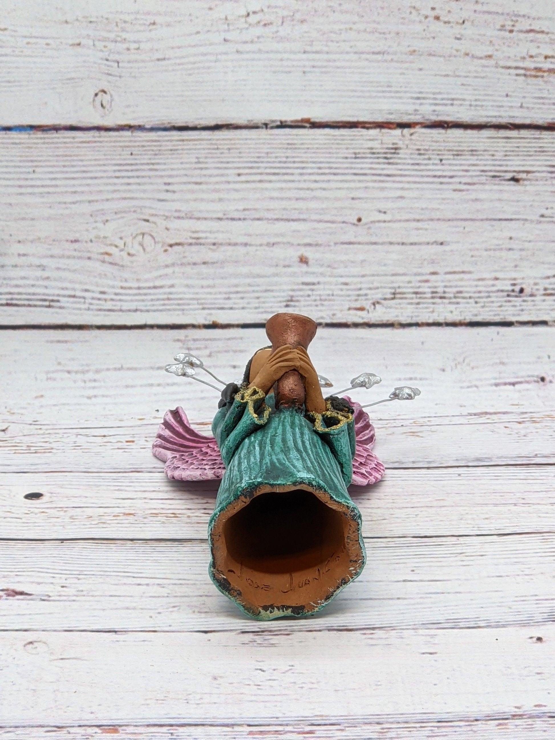 Christmas Decorations, Angel with Saxophone, Christmas Angel Home Decor, Handmade Angel Art from Oaxaca Mexico, Original Sculpture - LUV2BRD - Little Red General Store