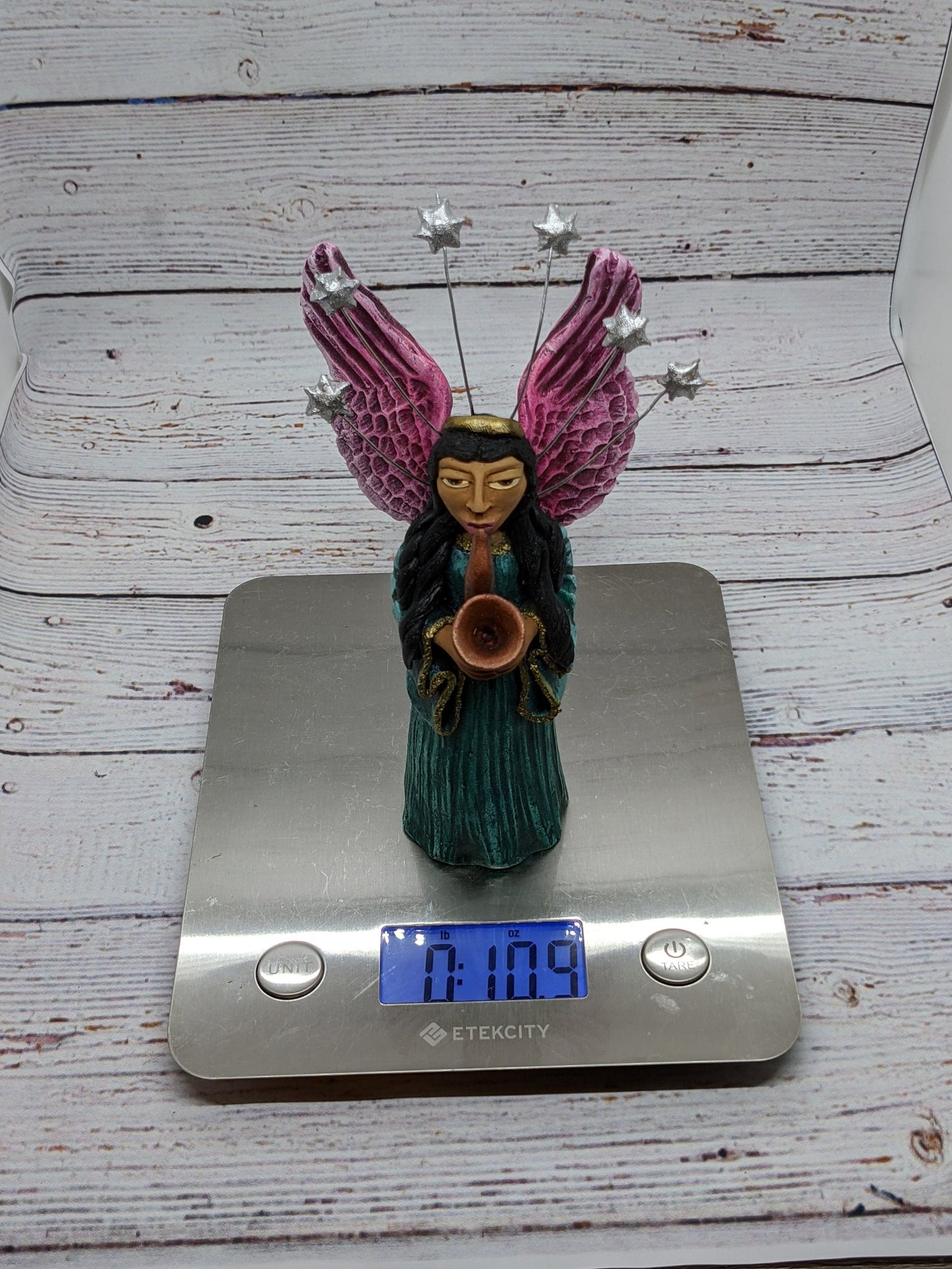 Christmas Decorations, Angel with Saxophone, Christmas Angel Home Decor, Handmade Angel Art from Oaxaca Mexico, Original Sculpture - LUV2BRD - Little Red General Store