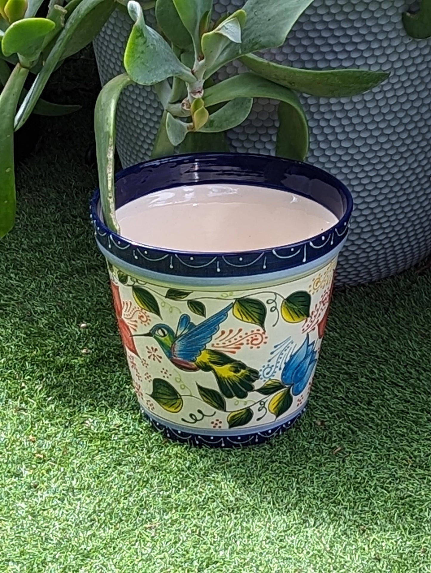 Hummingbird Flower Pot is Round Ceramic Planter Handmade in Mexico for Outdoor Garden Decor, Indoor Home Decor, Ships 3 - 25 - LUV2BRD - Little Red General Store