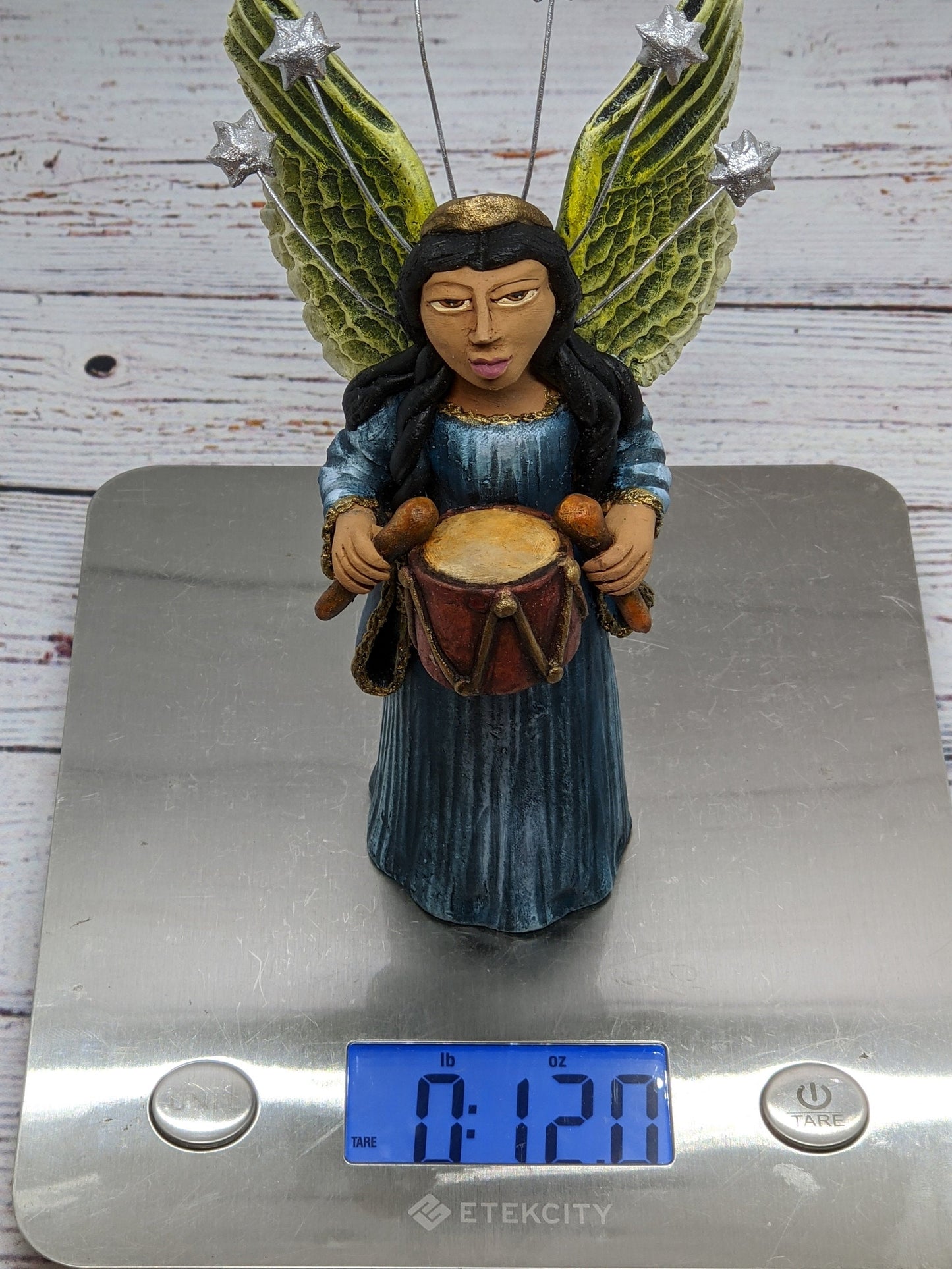 Angel with Drums, Angel Home Decor, Handmade Angel Art from Oaxaca Mexico, Original Sculpture, Christmas Decoration - LUV2BRD - Little Red General Store