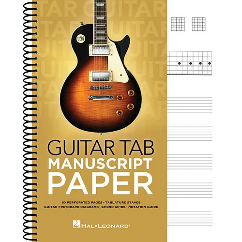 Guitar Tab Manuscript Paper Spiral-Bound Notebook for Guitarists 80 Pages with Tablature Staves Chord Grids & Fretboard Diagrams Music Composition & S