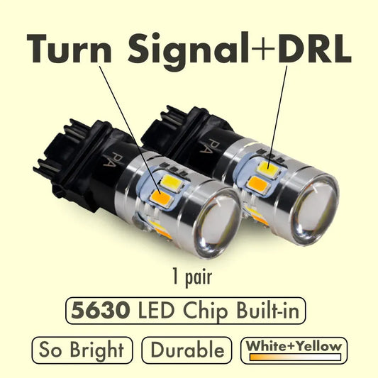 LED Switchback DRL-Turn Signal Bulb White / Yellow  3157 1157 BAY15D with 5630 12 SMD Chip (1 Pair)