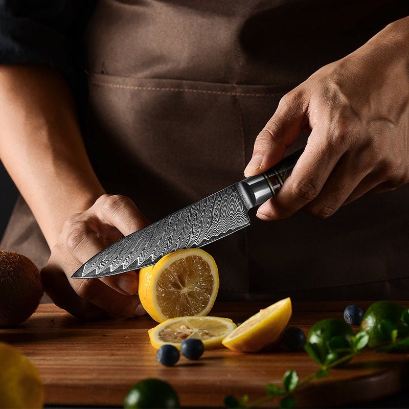 Maverick VG10 Chef Knife Damascus Petty Knife with Exotic Olive Wood Handle