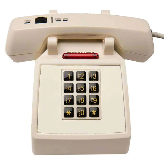 Med-Pat D2600C Retro Corded Desk Phone – Beige Analog Landline with Volume & Hearing Aid Support