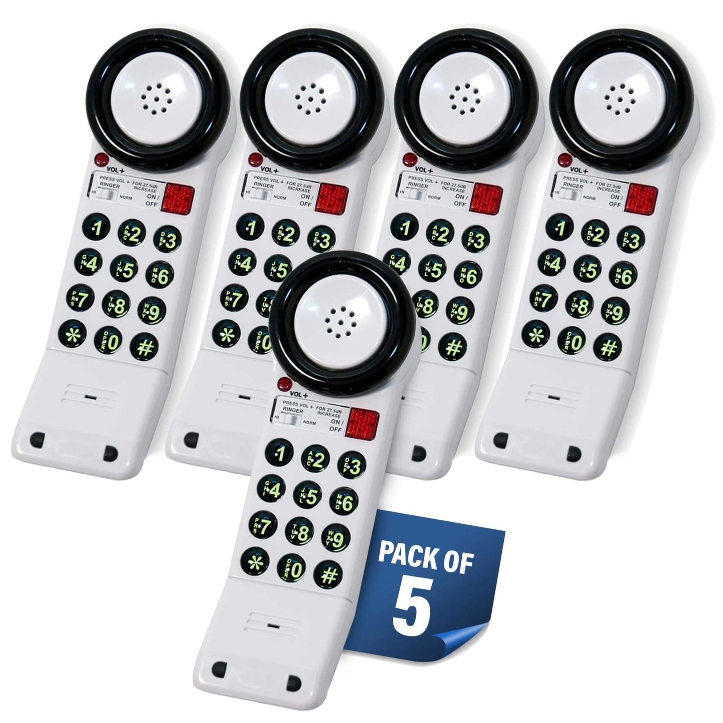 Med-Pat XL88Q One-Piece Phone – Extra-Loud Volume, Visual Ring, Water-Resistant, Hearing Aid Compatible