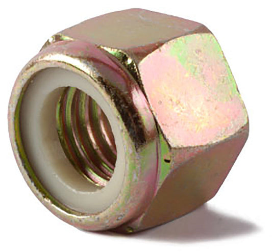 9/16-18 Grade 8 Nylon Insert Locknut Yellow Zinc Plated