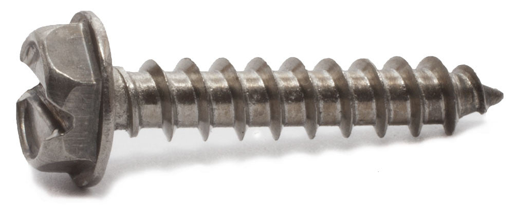 14 x 1 1/4 Slotted Hex Washer Head Sheet Metal Screw 18-8 SS